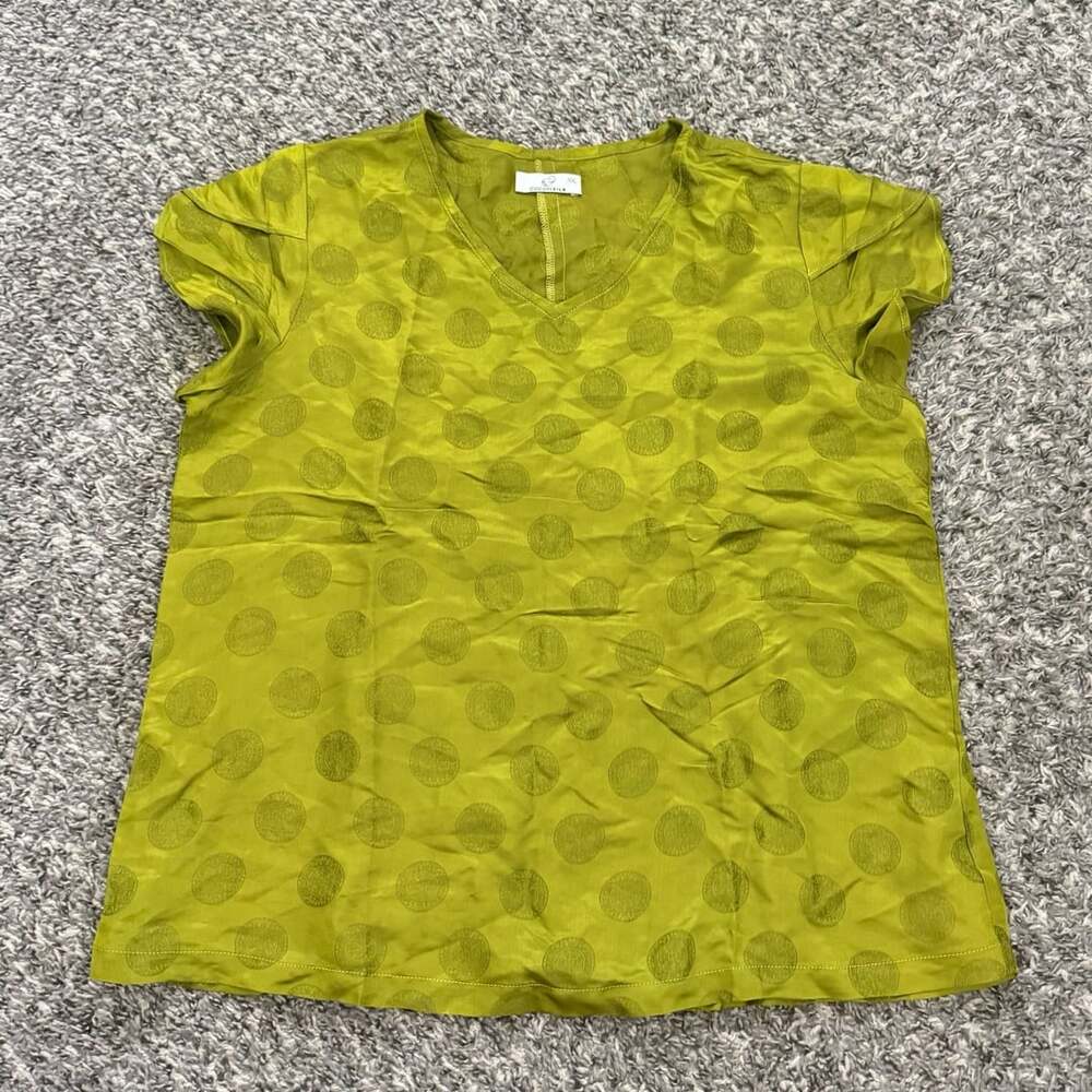Moss Green Swiss Dot V Neck Flutter Sleeve Blouse